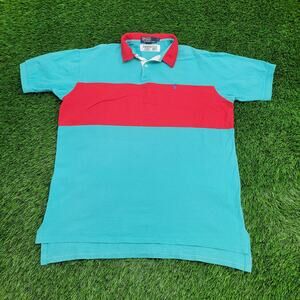Vintage 90s Ralph-Lauren Polo Shirt L 23x30 Colorblock Bar Striped Baggy USA